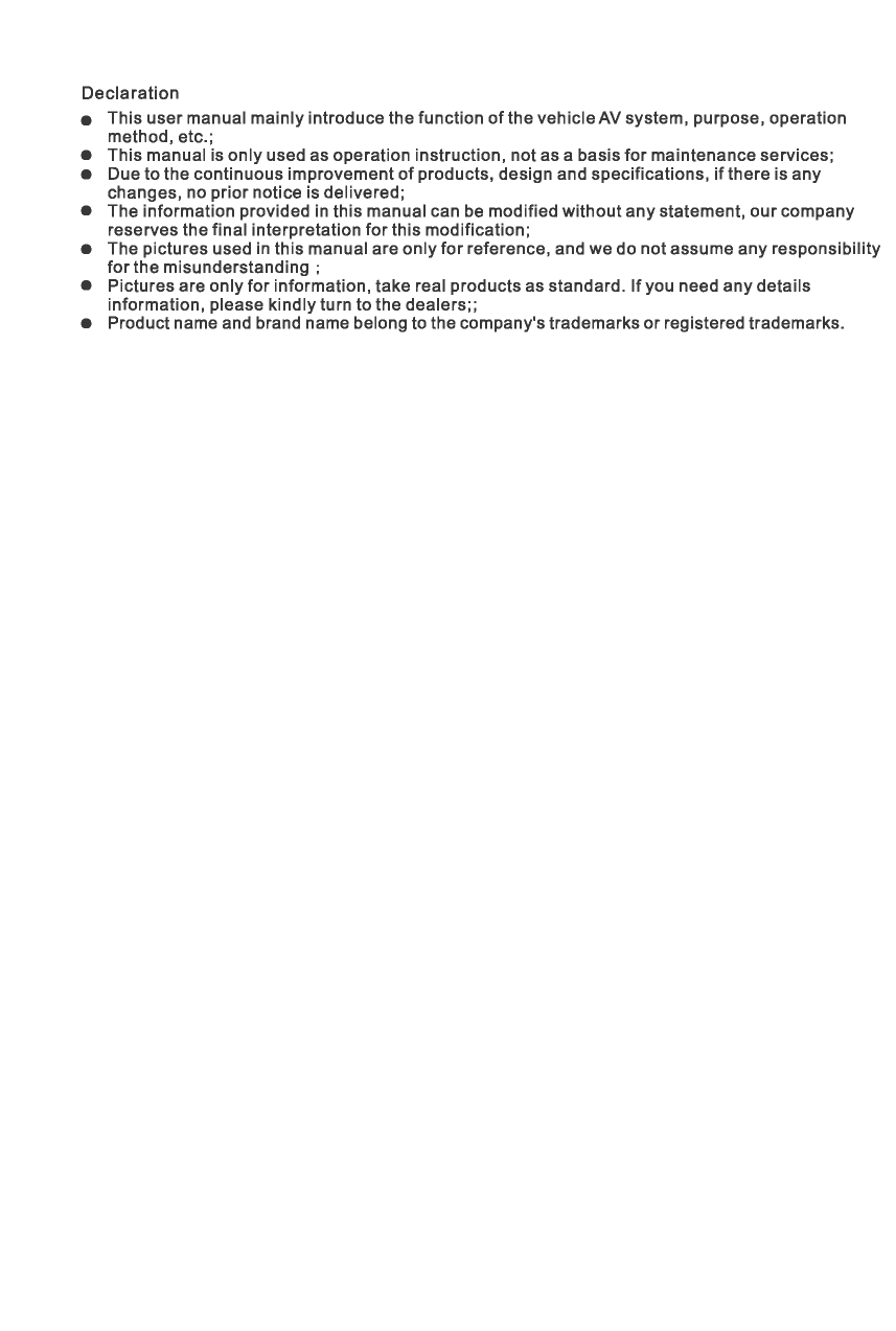 Page 2 of FlyAudio 76124H01F4 Navigation System User Manual
