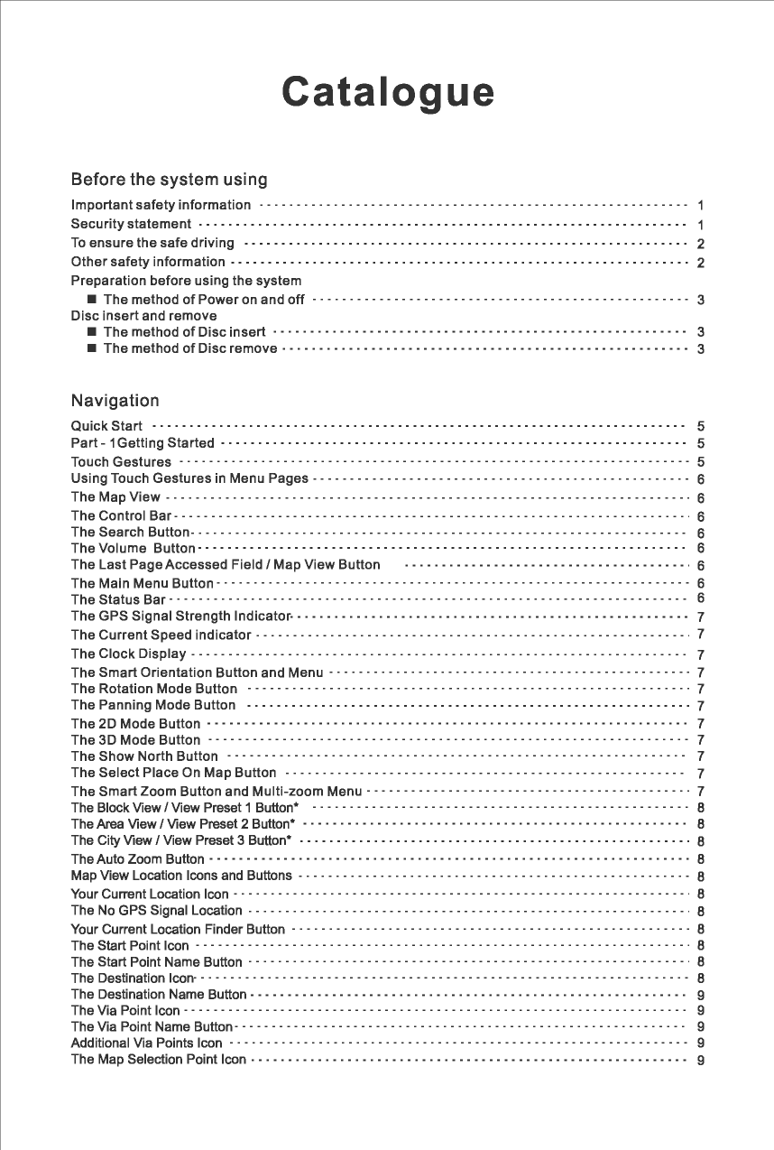 Page 3 of FlyAudio 76124H01F4 Navigation System User Manual