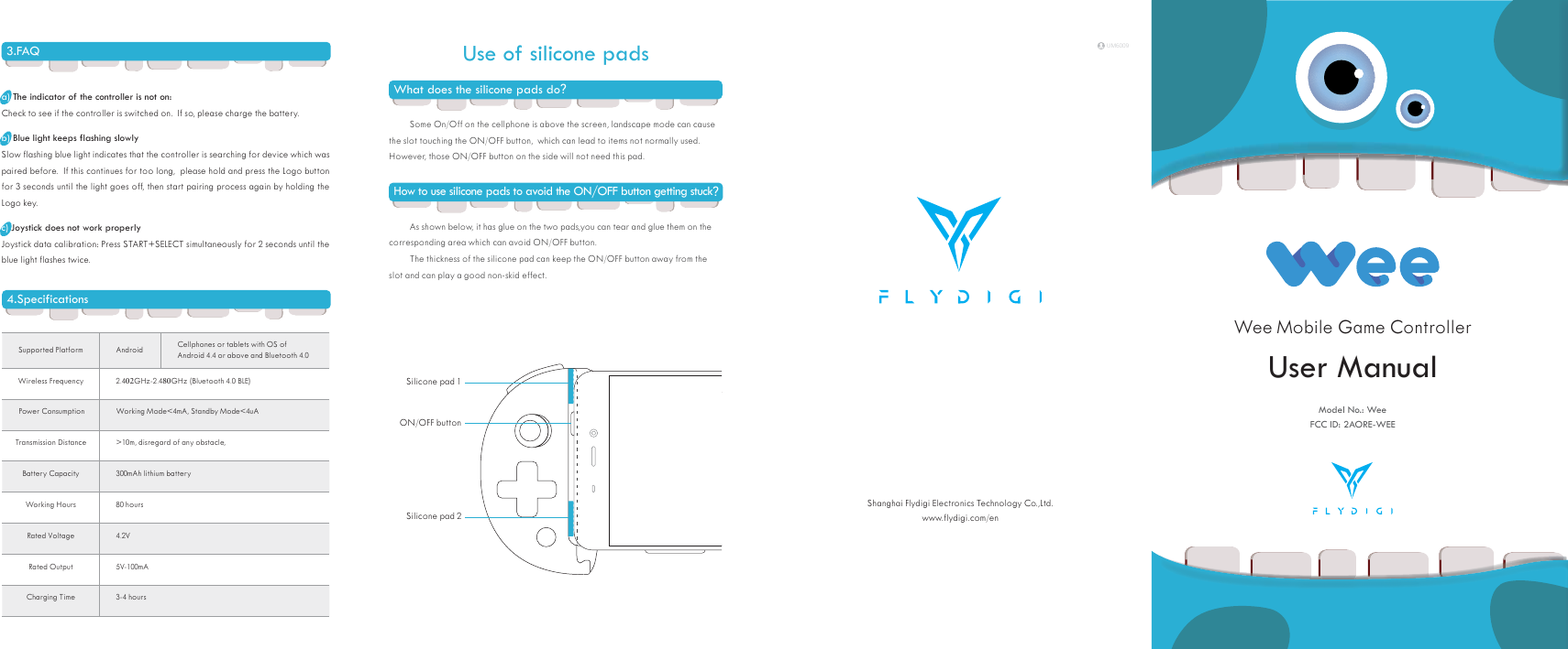 Page 2 of FlyDigi Electronics Technology WEE Wee Mobile Game Controller User Manual 