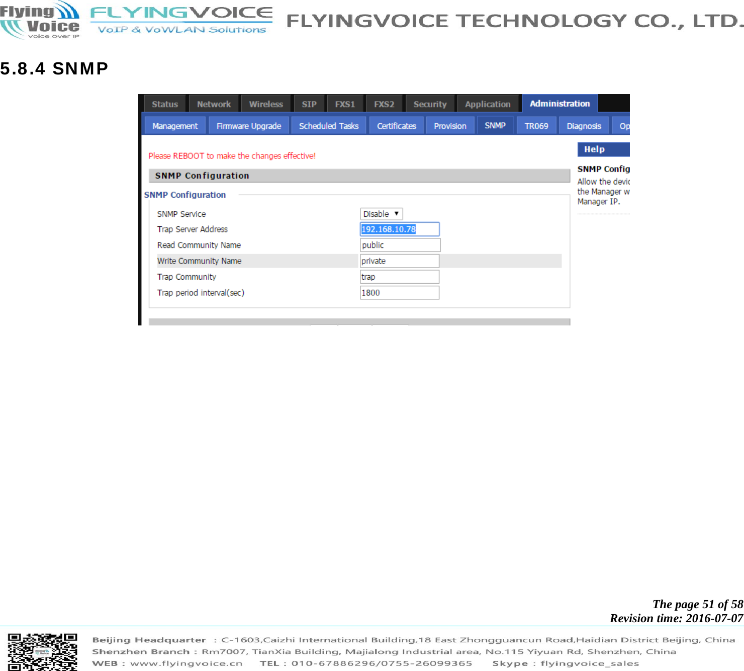            The page 51 of 58 Revision time: 2016-07-07       5.8.4 SNMP  