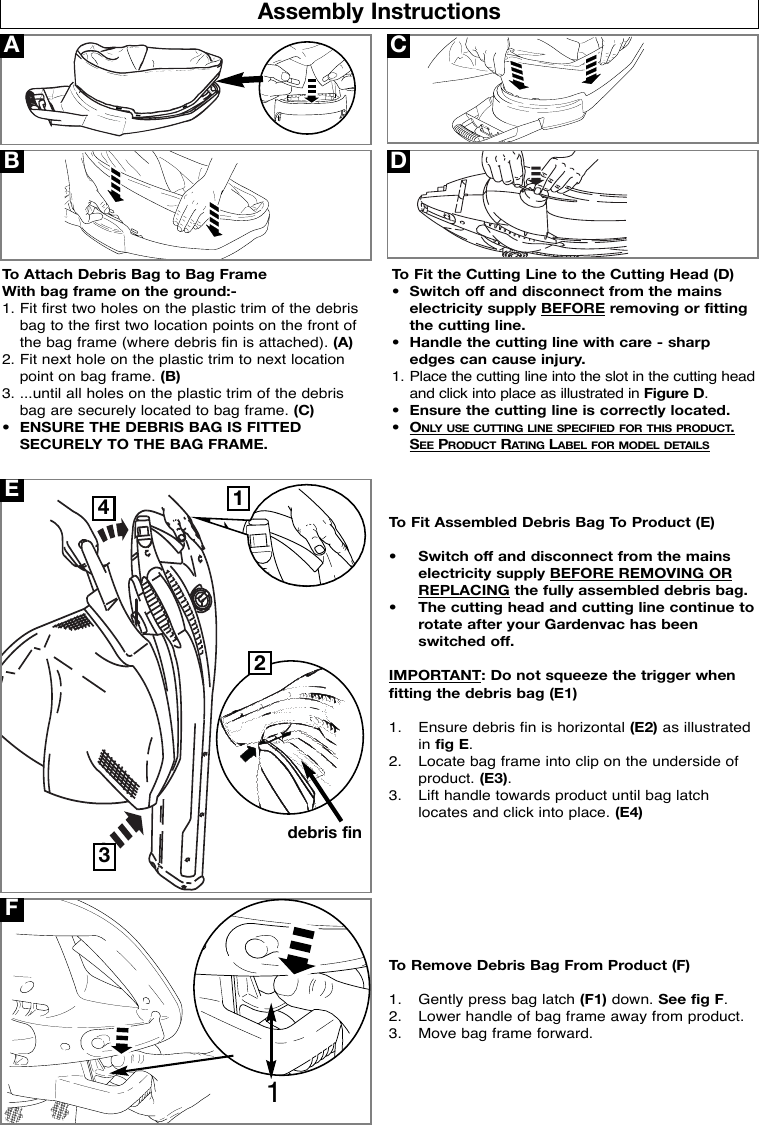 Page 4 of 8 - Flymo Garden Vac OM, Flymo, Gardenvac Plus, Turbo, 964863601, 2006-12, Electric User Manual  To The 50bb88ee-5648-4ce5-bc9f-ea8e5ea3a013