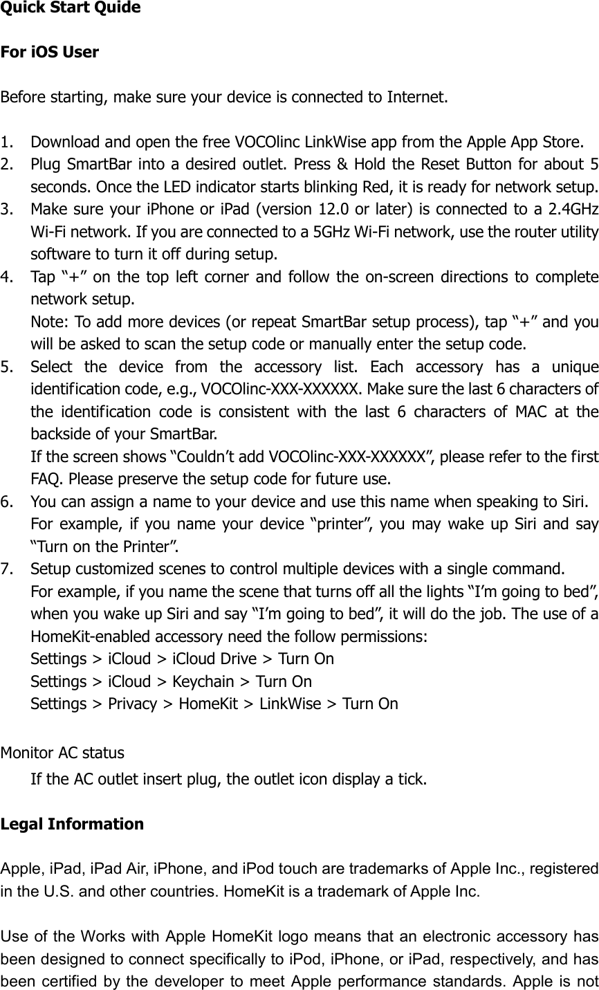 Page 3 of Foneric Technology VP1 VOCOlinc SmartBar Smart Outlet User Manual 