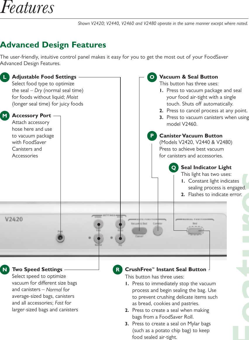 Page 2 of 6 - Food-Saver Food-Saver-V2440-Users-Manual- FS/QuikTips/420 V1  Food-saver-v2440-users-manual