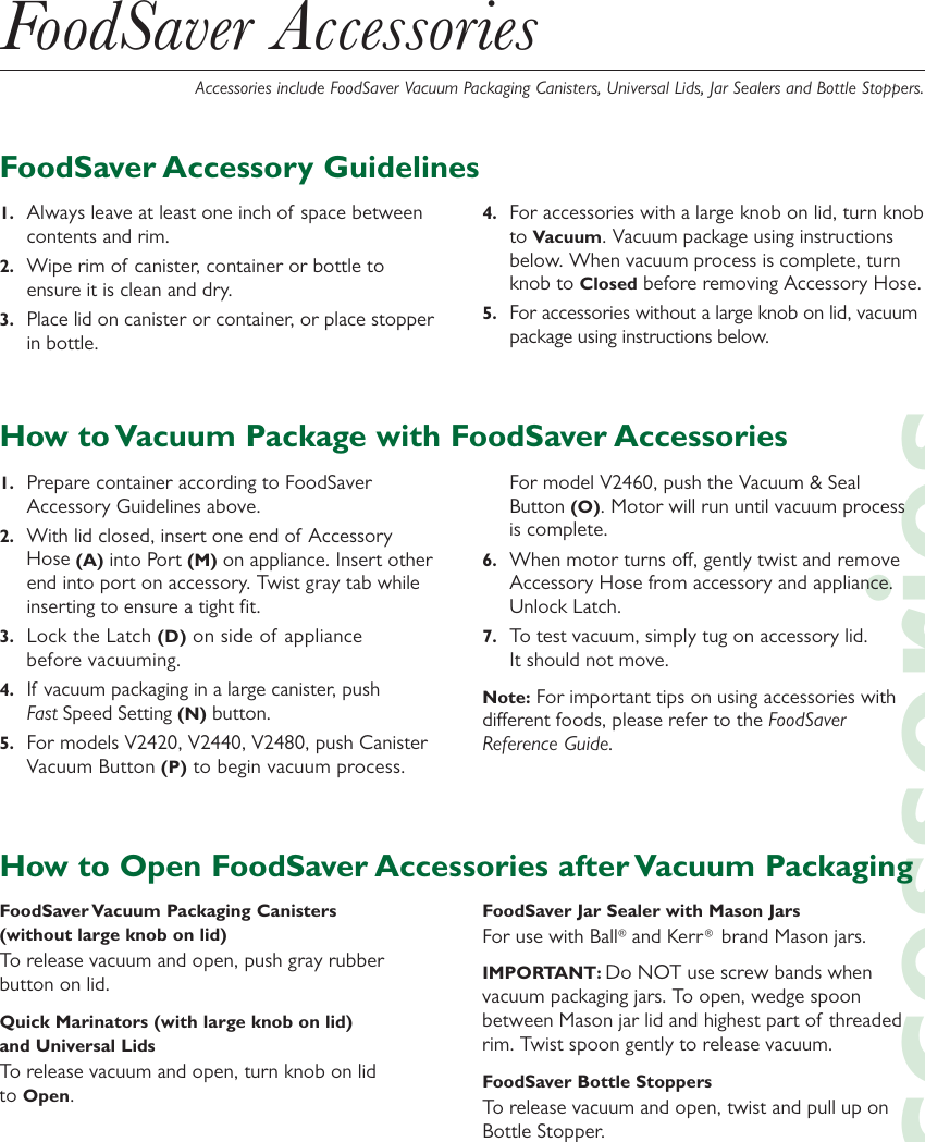 Page 4 of 6 - Food-Saver Food-Saver-V2440-Users-Manual- FS/QuikTips/420 V1  Food-saver-v2440-users-manual