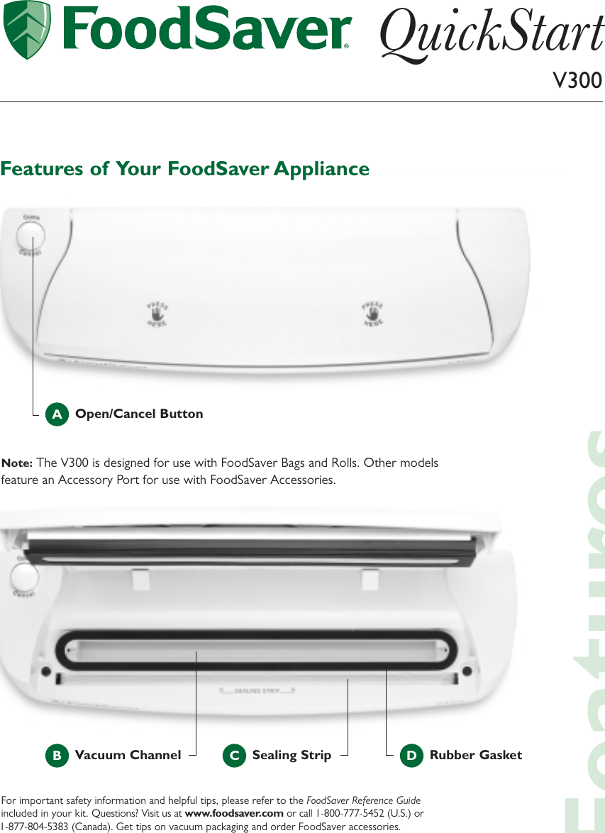 Page 1 of 4 - Food-Saver Food-Saver-V300-Users-Manual- FS/QuikTips/420 V1  Food-saver-v300-users-manual