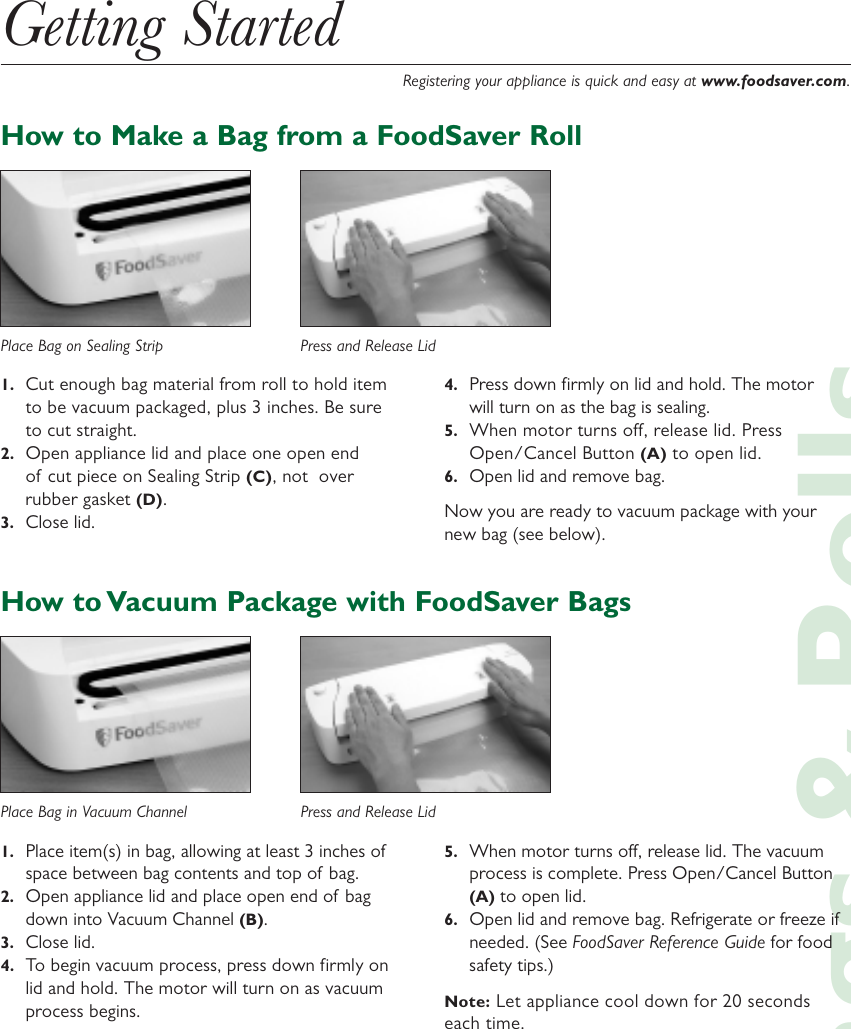 Page 2 of 4 - Food-Saver Food-Saver-V300-Users-Manual- FS/QuikTips/420 V1  Food-saver-v300-users-manual