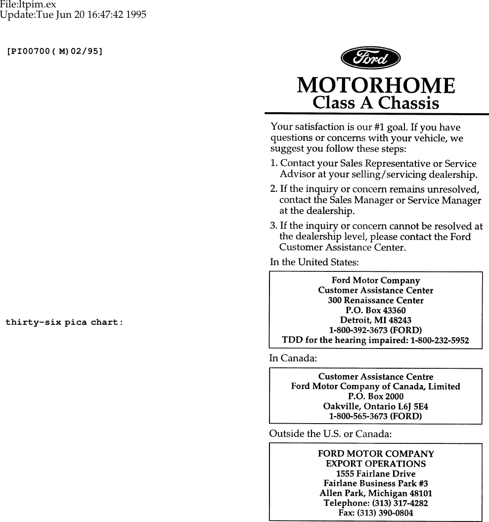 1996 FORD F 53 MOTORHOME CHASSIS OWNERS MANUAL PDF visual data 2