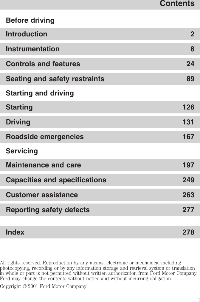 Ford 2001 F 250 Owners Manual