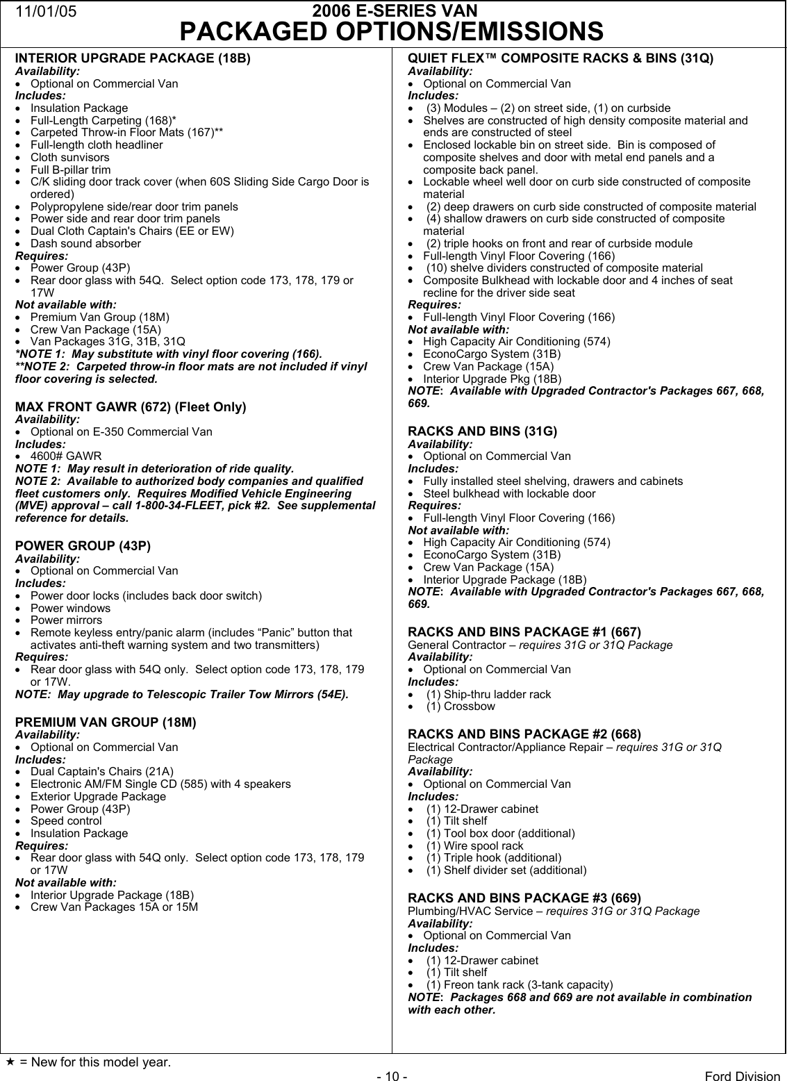 Page 10 of 12 - Ford Ford-2006-E-Series-Specification-Sheet 68xE-Series VanCom