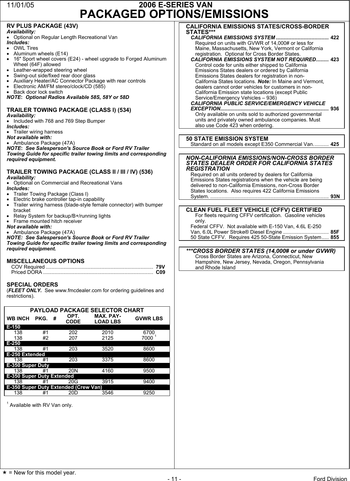 Page 11 of 12 - Ford Ford-2006-E-Series-Specification-Sheet 68xE-Series VanCom