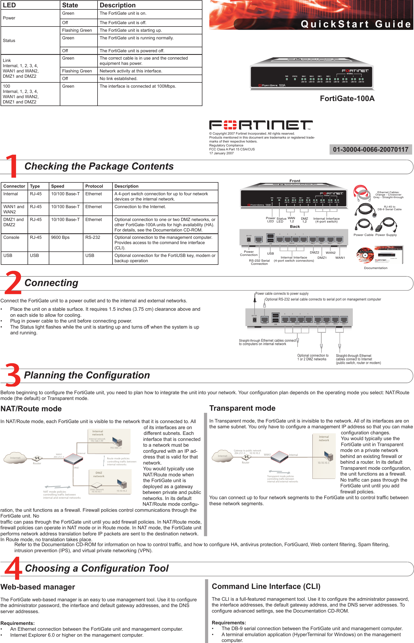 Page 1 of 2 - Fortinet Fortinet-100A-Users-Manual- FortiGate-100A QuickStart Guide  Fortinet-100a-users-manual