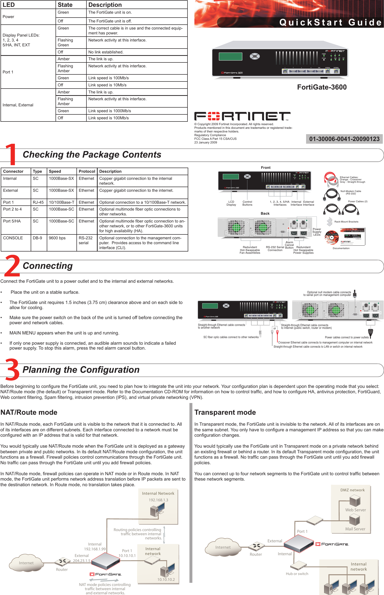 Fortinet Fortigate 3600 Users Manual QuickStart Guide