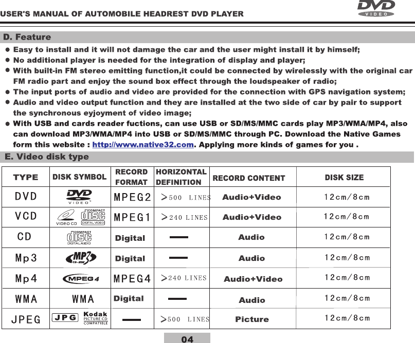 适合本机播放的碟片 尺寸及参数适合本机播放的碟片