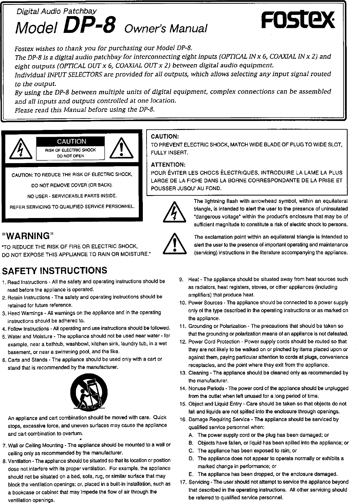 Page 1 of 4 - Fostex Fostex-Dp-8-Users-Manual- 96B391E8  Fostex-dp-8-users-manual