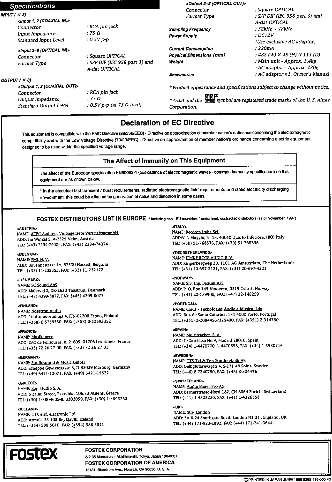 Page 4 of 4 - Fostex Fostex-Dp-8-Users-Manual- 96B391E8  Fostex-dp-8-users-manual