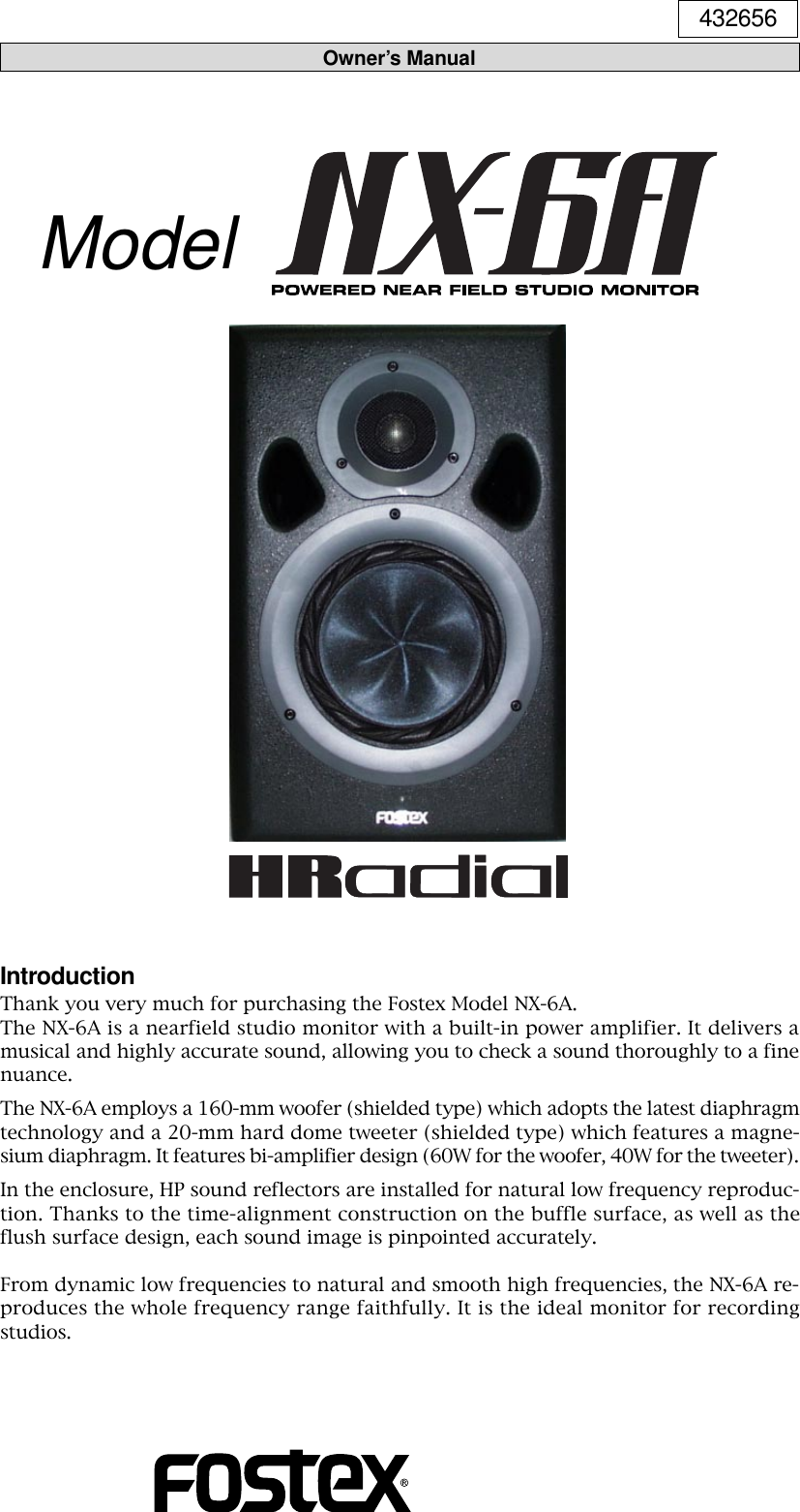 Page 1 of 9 - Fostex Fostex-Nx-6A-Users-Manual- N F - 10 0 ( J 2 )  Fostex-nx-6a-users-manual