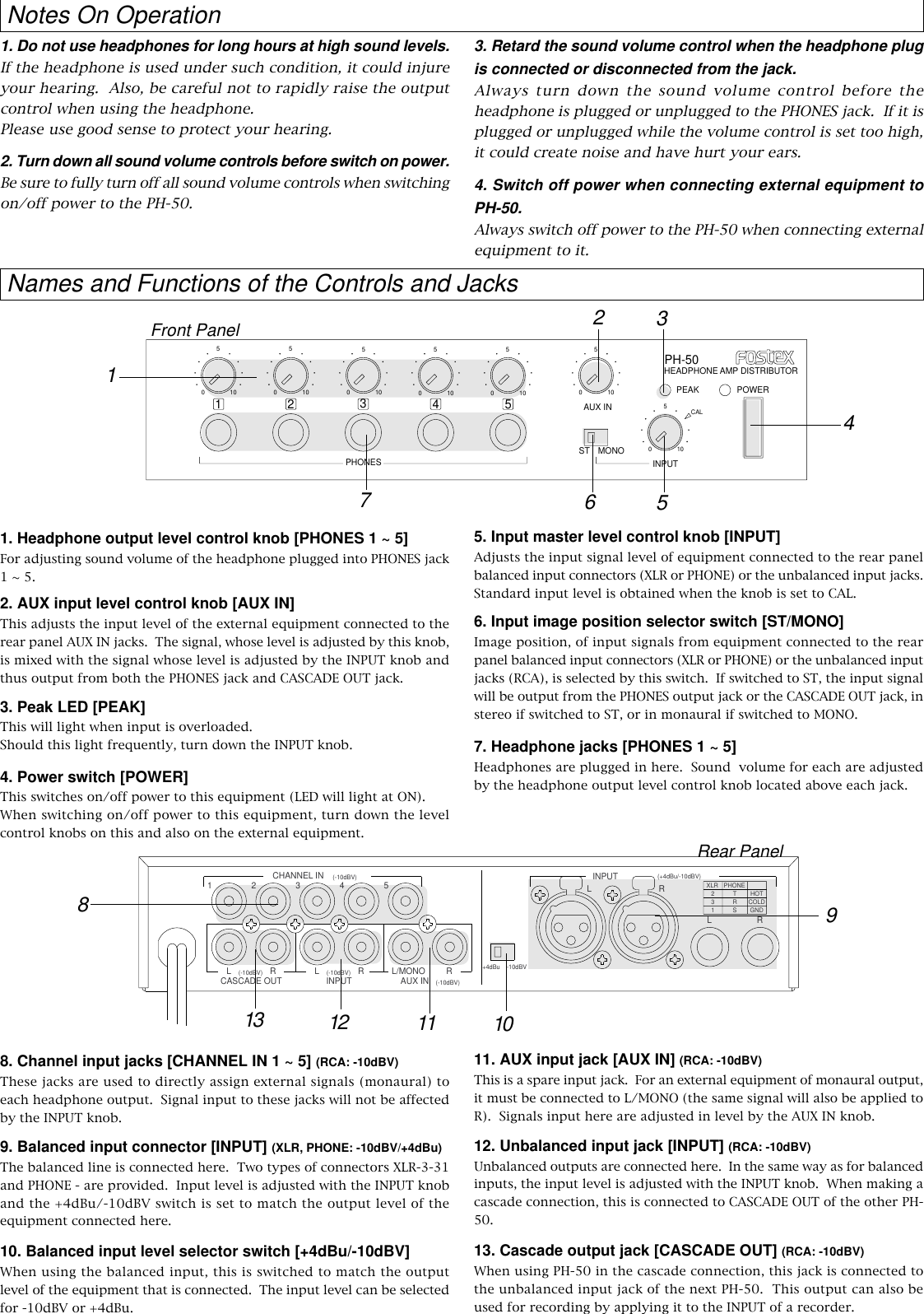 Page 2 of 4 - Fostex Fostex-Ph-50-Users-Manual- PH50 O/M (English)  Fostex-ph-50-users-manual