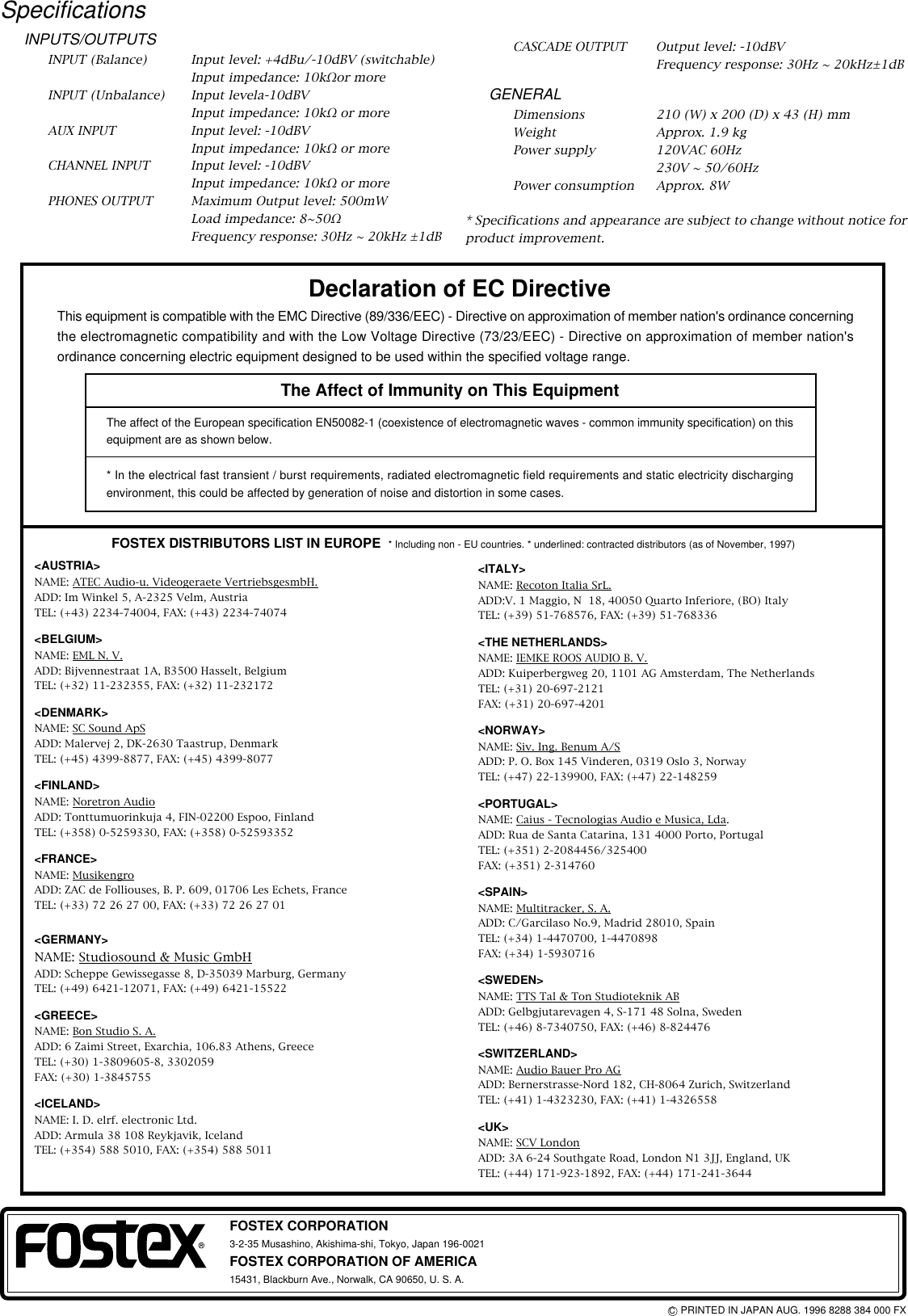 Page 4 of 4 - Fostex Fostex-Ph-50-Users-Manual- PH50 O/M (English)  Fostex-ph-50-users-manual