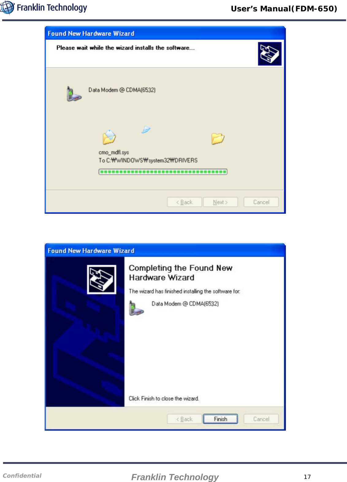   User’s Manual(FDM-650)        17 Confidential    Franklin Technology 