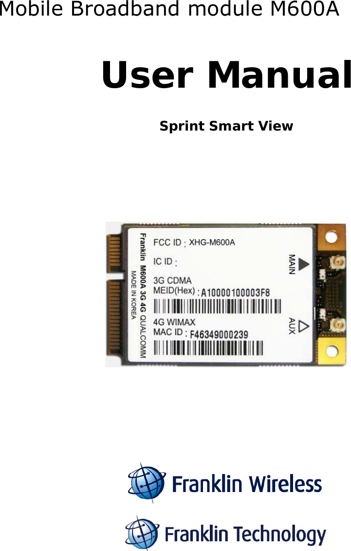 Mobile Broadband module M600A  User ManualSprint Smart View                 