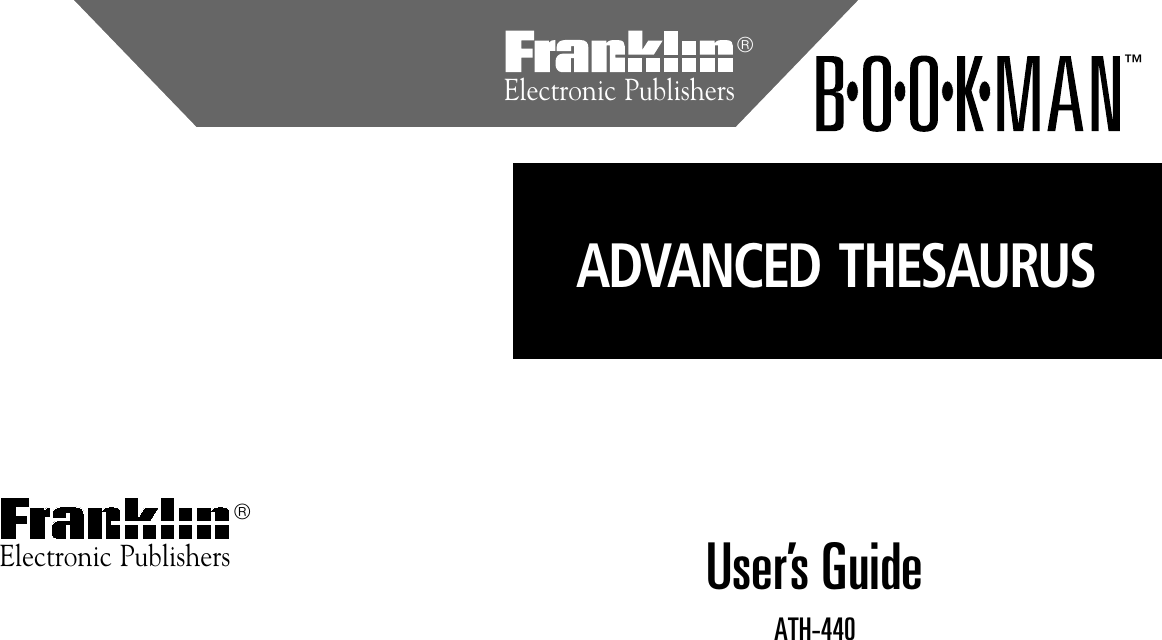 Franklin Advanced Thesaurus Ath 440 Users Manual Manual.ath440.eng