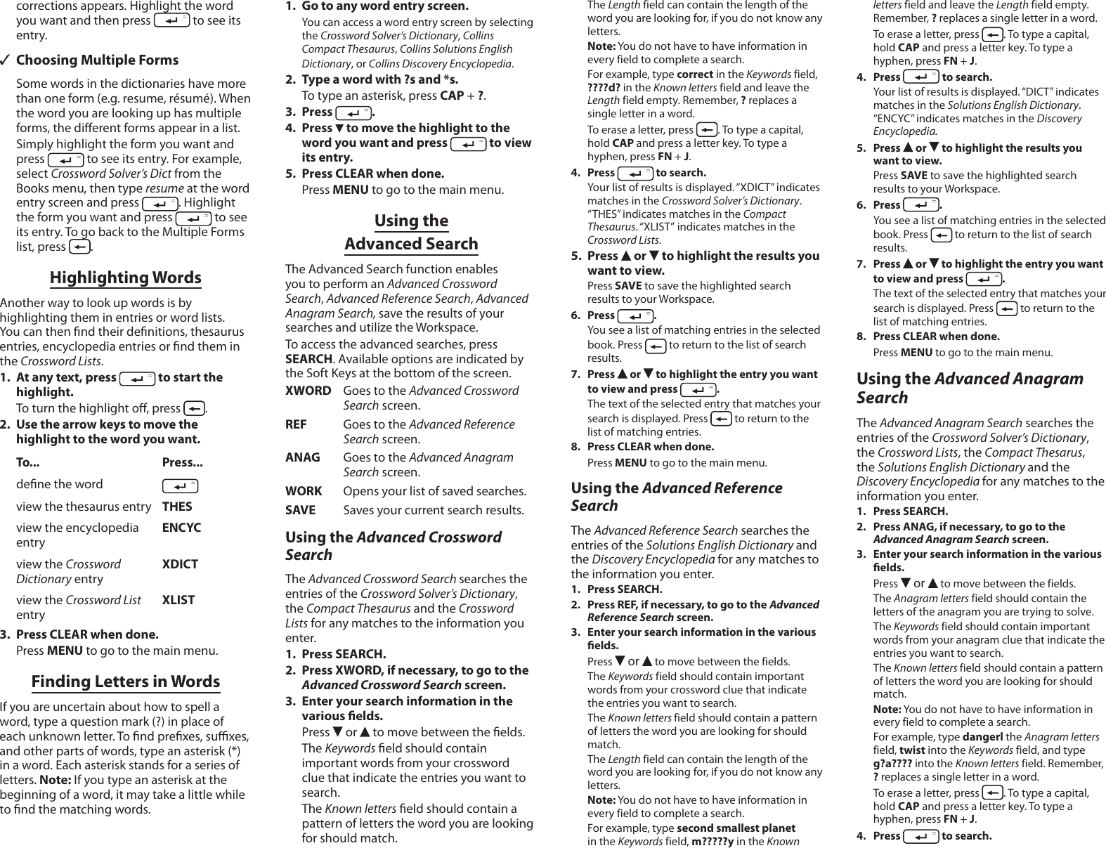 Page 3 of 6 - Franklin Franklin-Franklin-Table-Top-Game-Bradfords-Crossword-Solver-Users-Manual-  Franklin-franklin-table-top-game-bradfords-crossword-solver-users-manual