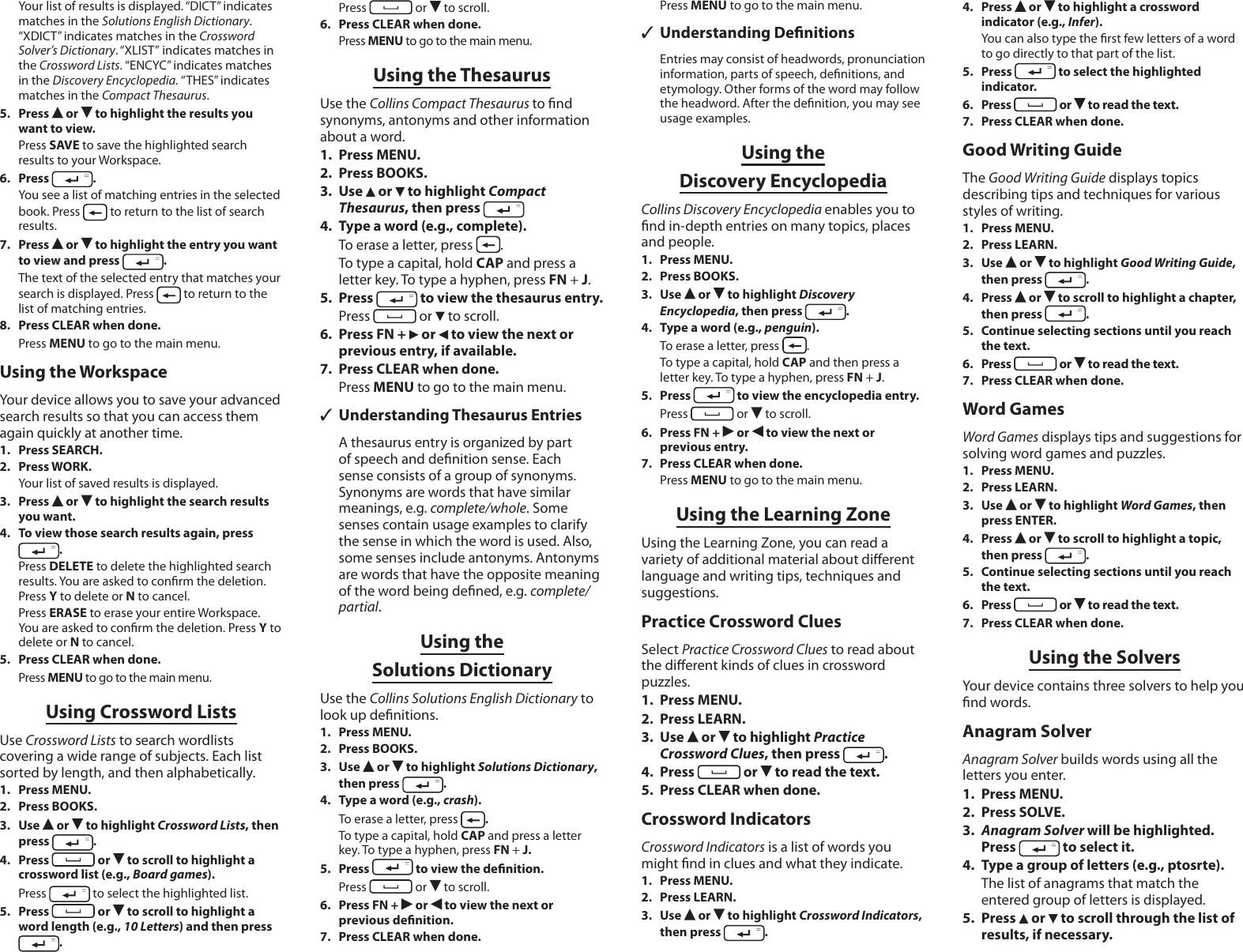 Page 4 of 6 - Franklin Franklin-Franklin-Table-Top-Game-Bradfords-Crossword-Solver-Users-Manual-  Franklin-franklin-table-top-game-bradfords-crossword-solver-users-manual