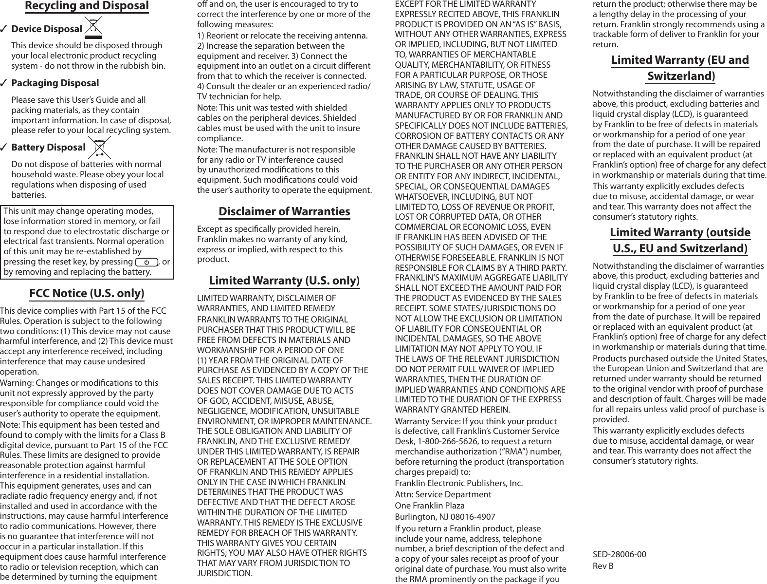 Page 6 of 6 - Franklin Franklin-Franklin-Table-Top-Game-Bradfords-Crossword-Solver-Users-Manual-  Franklin-franklin-table-top-game-bradfords-crossword-solver-users-manual