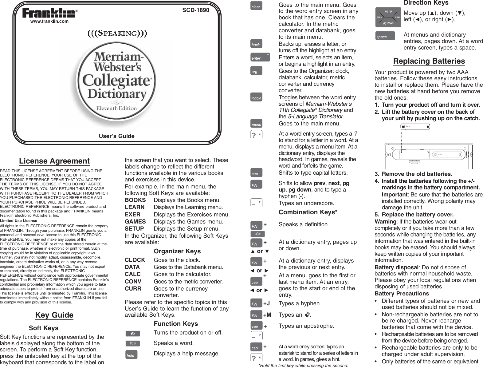 Page 1 of 7 - Franklin Franklin-Scd-1890-Users-Manual-  Franklin-scd-1890-users-manual