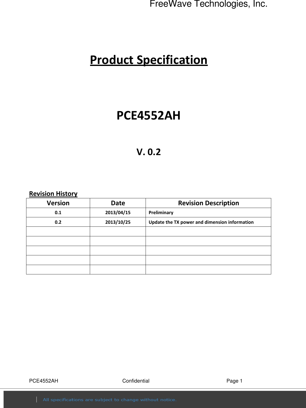 Page 1 of FreeWave Technologies PRW5000AC Wireless 802.11ac/b/g/n access point User Manual PCE4552AH specification v0 2