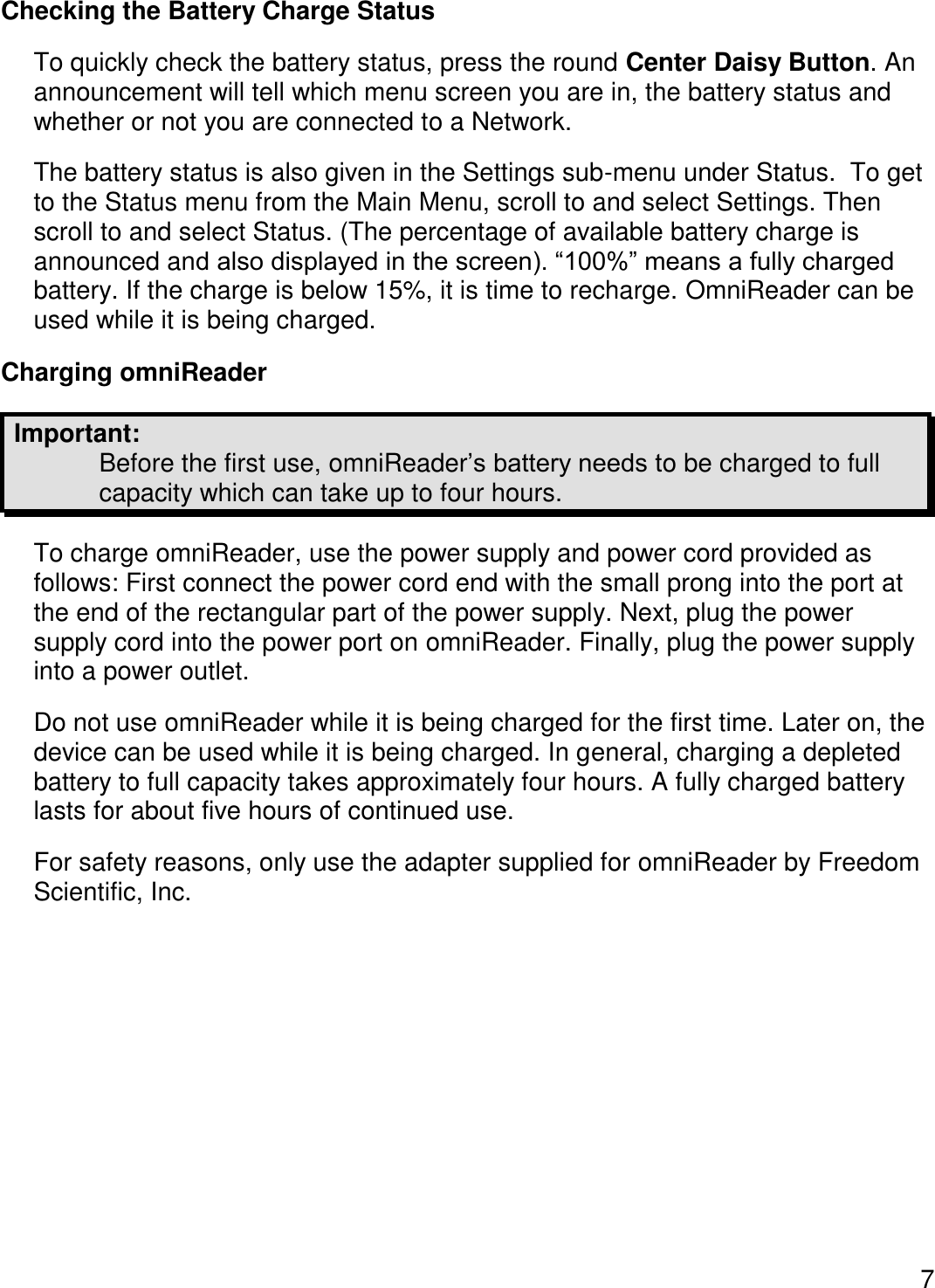 Page 10 of Freedom Scientific BLV Group 10025 omniReader User Manual 