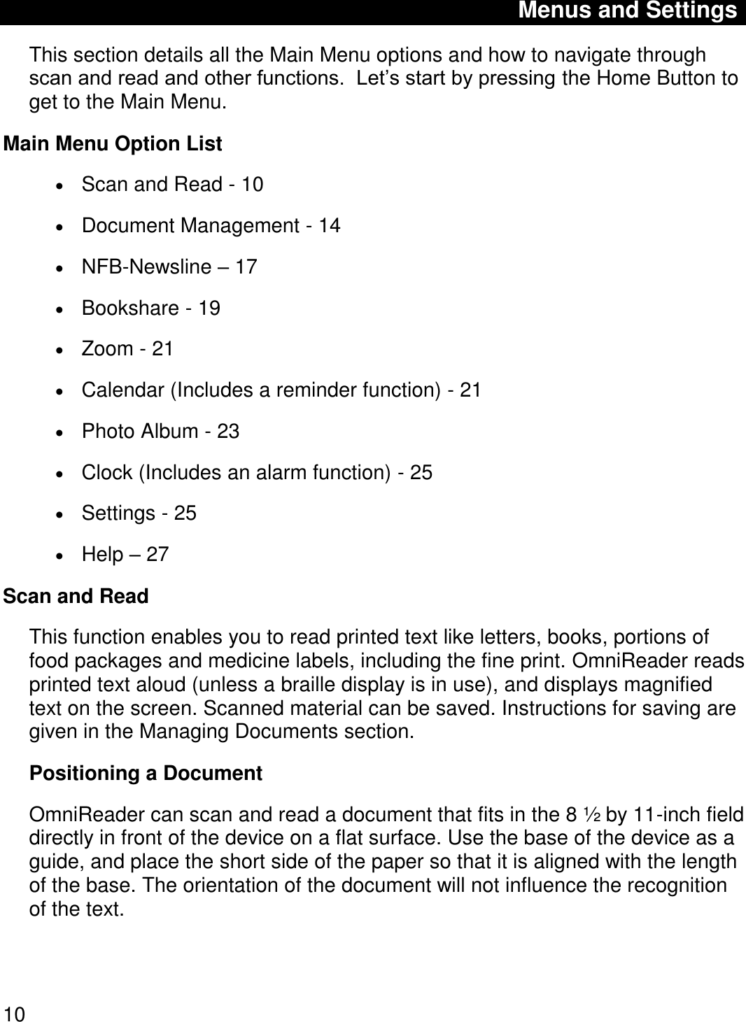 Page 13 of Freedom Scientific BLV Group 10025 omniReader User Manual 