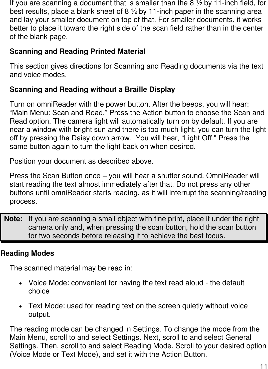 Page 14 of Freedom Scientific BLV Group 10025 omniReader User Manual 