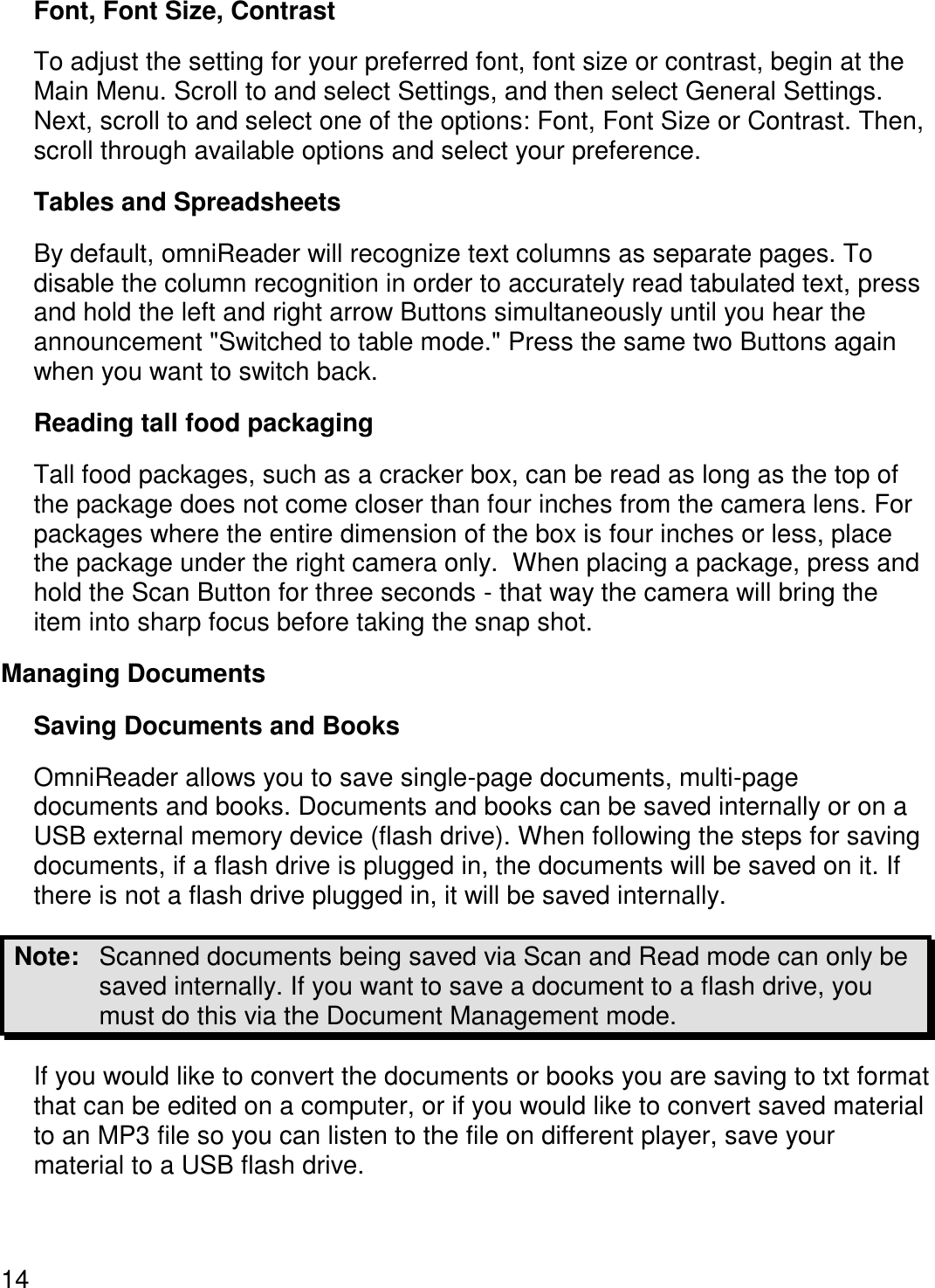 Page 17 of Freedom Scientific BLV Group 10025 omniReader User Manual 