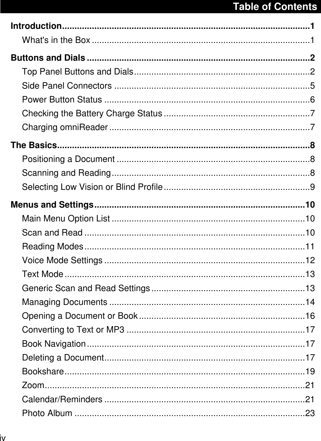 Page 2 of Freedom Scientific BLV Group 10025 omniReader User Manual 