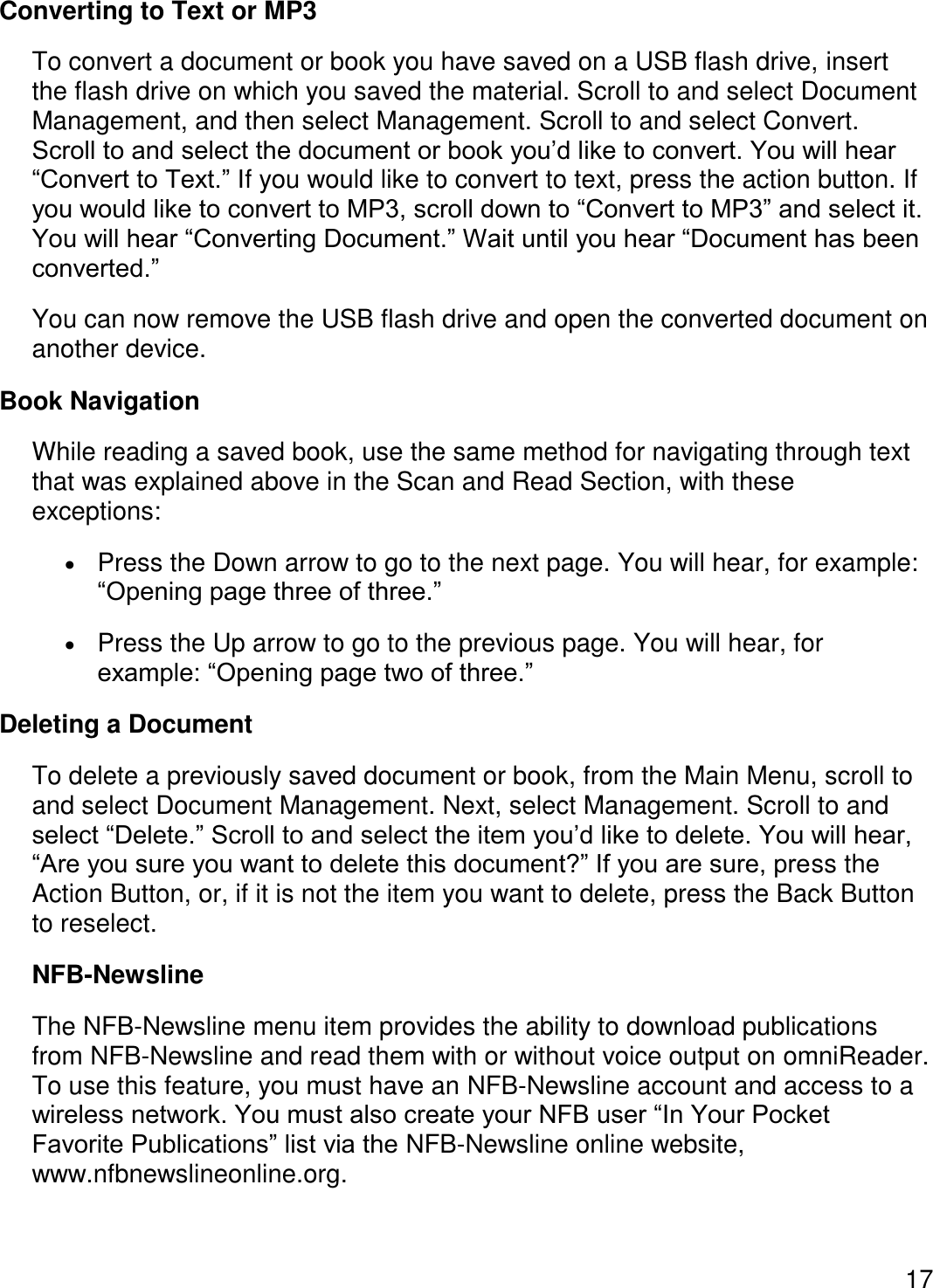 Page 20 of Freedom Scientific BLV Group 10025 omniReader User Manual 