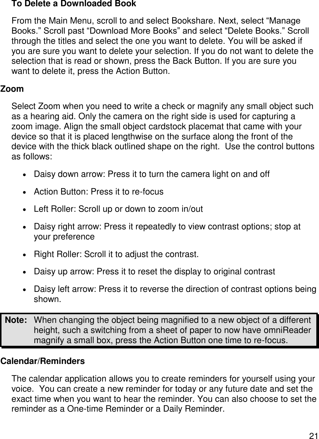 Page 24 of Freedom Scientific BLV Group 10025 omniReader User Manual 