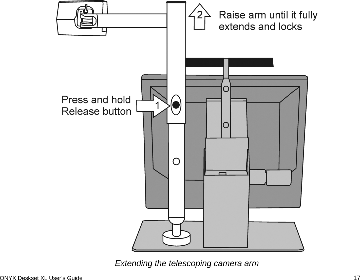   Extending the telescoping camera arm ONYX Deskset XL User&rsquo;s Guide 17 