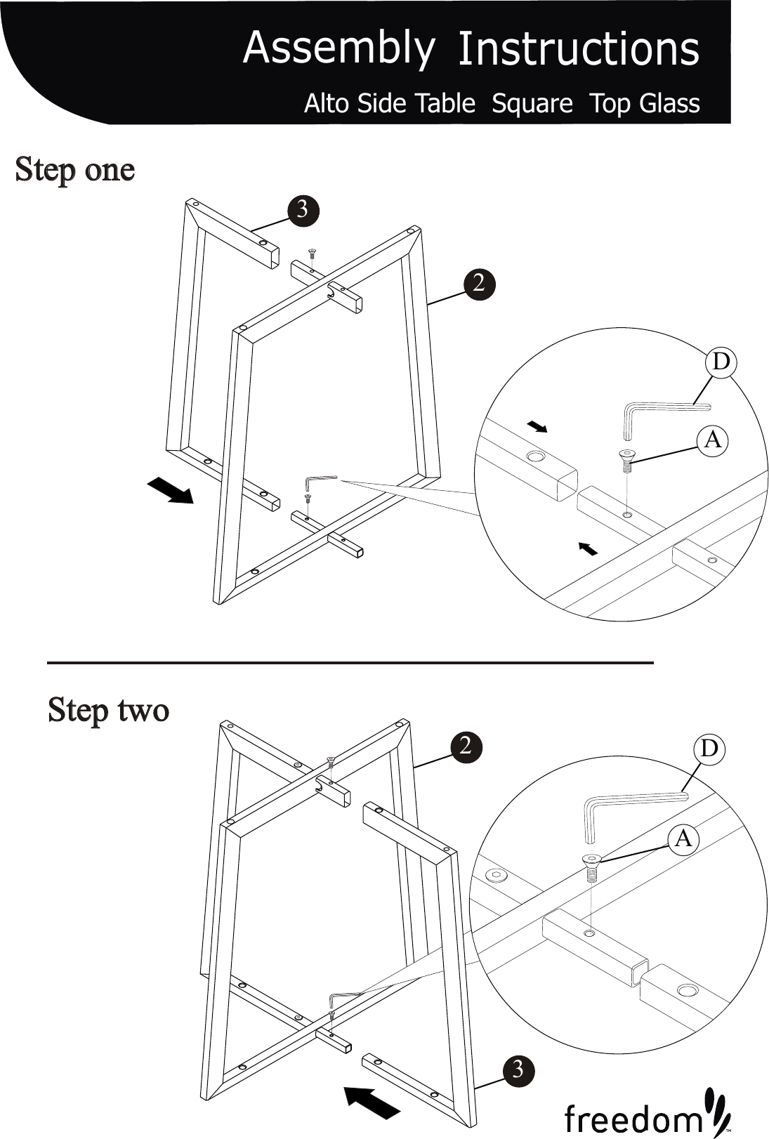 Freedom Alto Side Table Square Glass Top 267 กระจก
