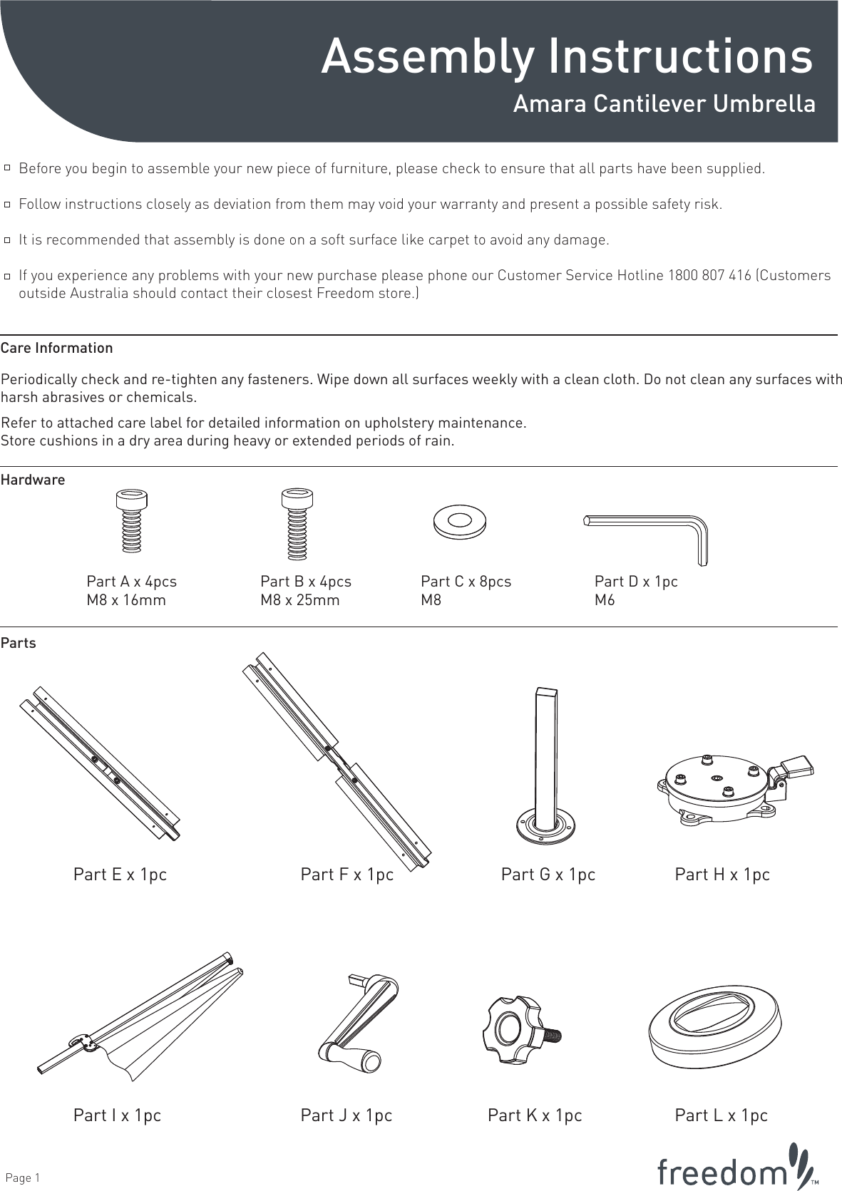 Freedom Amara Umbrella Rani 4pcs Set Lounge