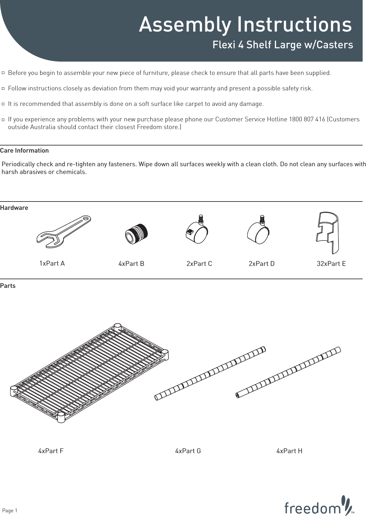 Page 1 of 3 - Freedom Flexi-4-Shelf-Large-Casterspdf Assembly  Pg 1 NEW ARTWORK