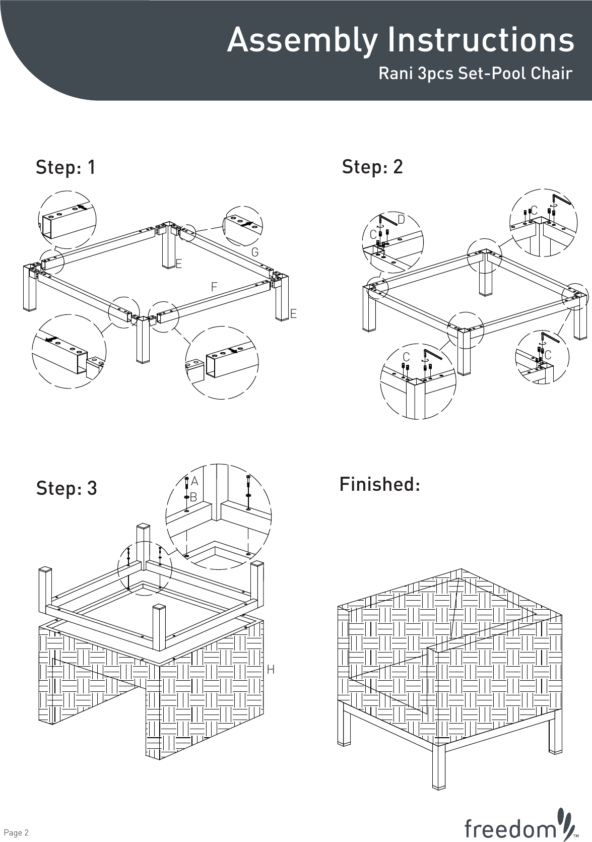 Freedom Rani 3pcs Set Pool Chair Assembly Pg 1 New Artwork