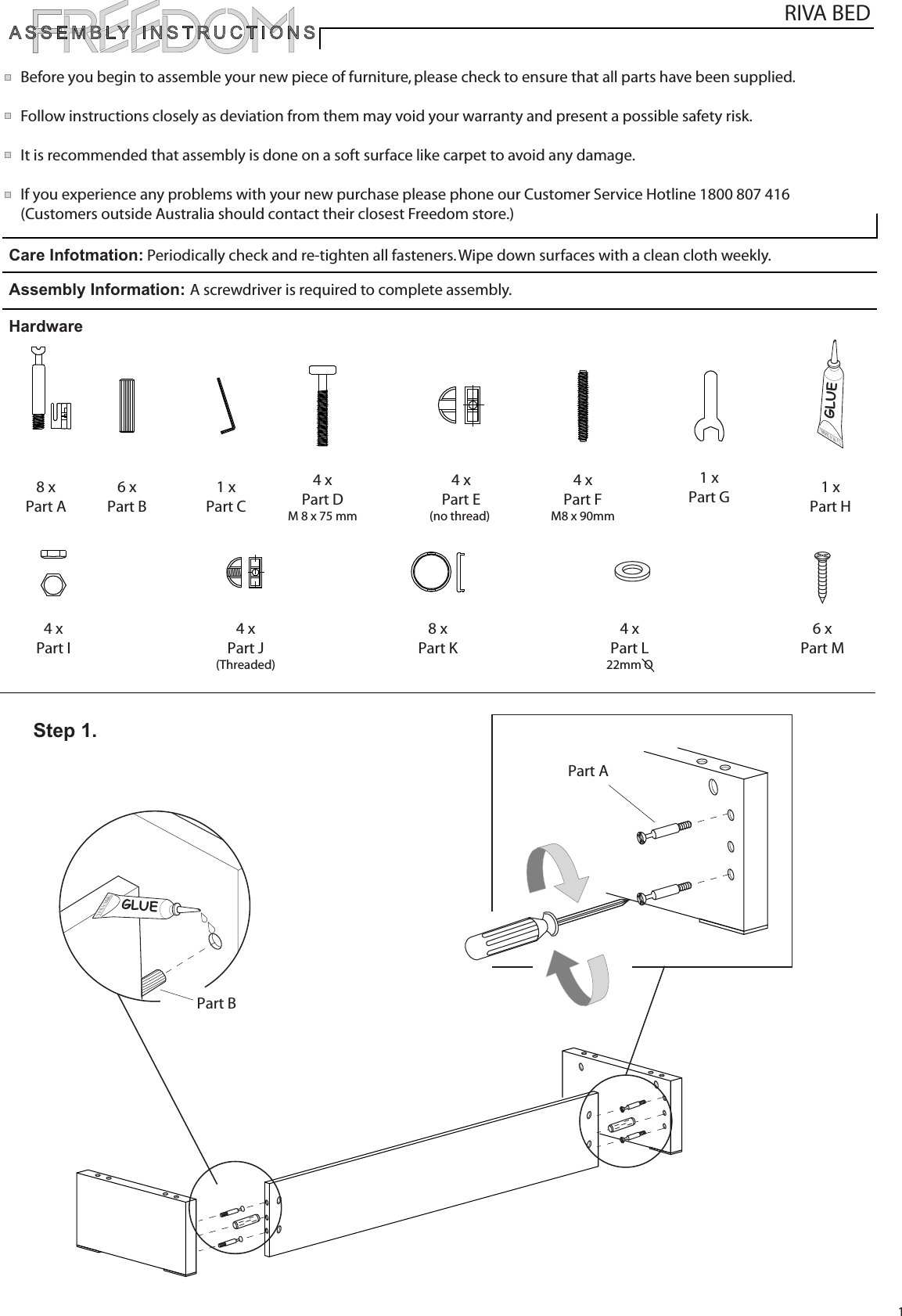 Page 1 of 5 - Freedom Riva-Bed-Instructions