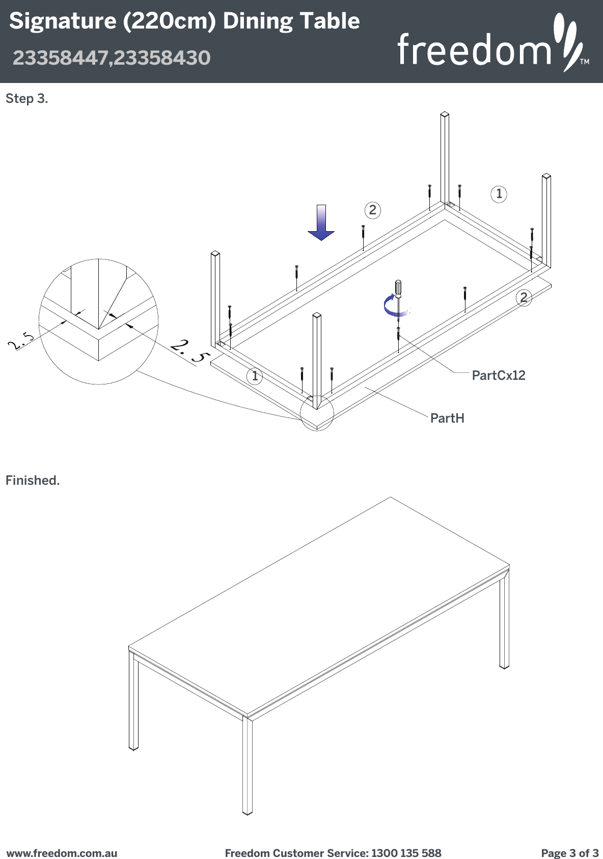 Freedom Signature Dining Table 220X100Cm 220x100x75