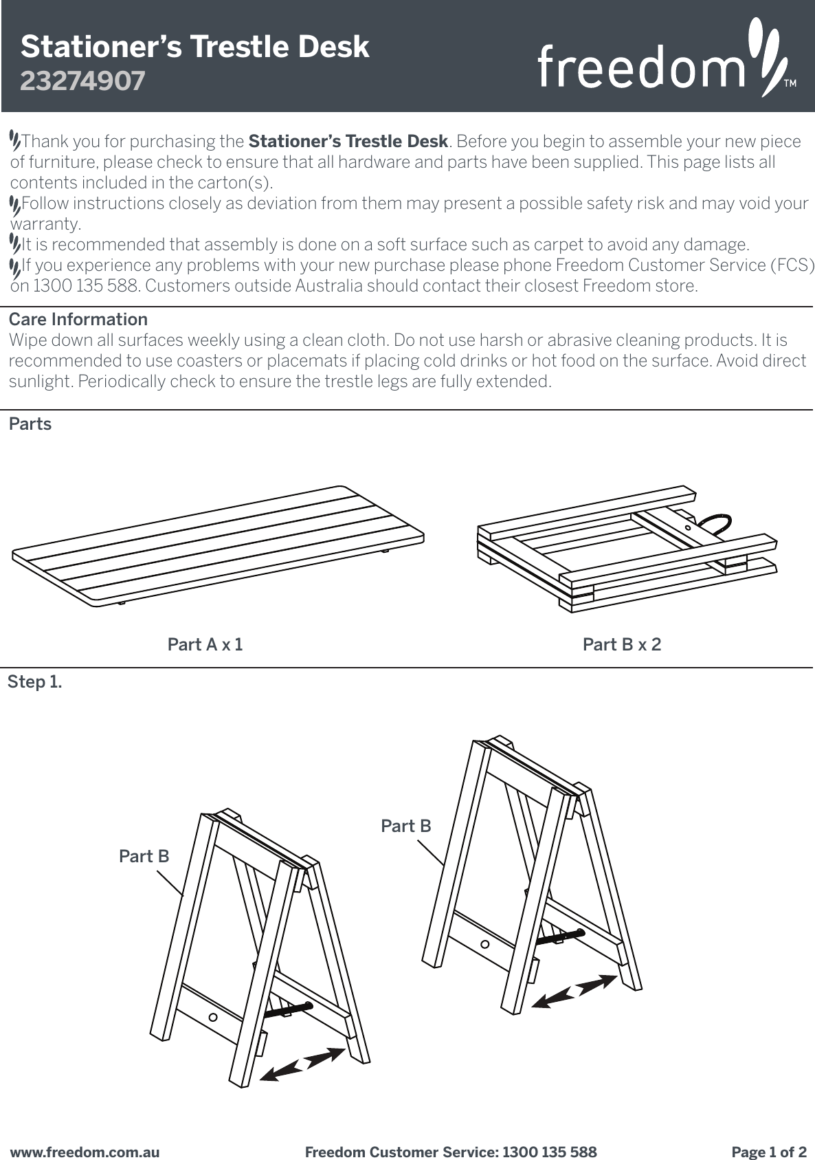 freedom stationers trestle desk