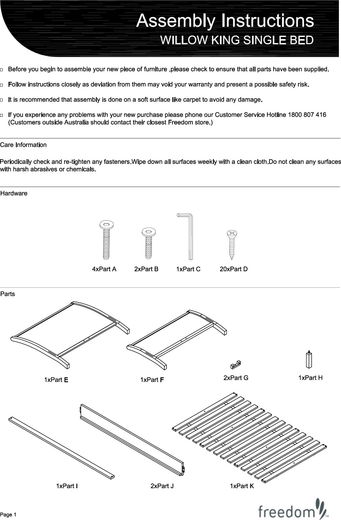 Page 1 of 3 - Freedom Willow-King-Single-Bed D
