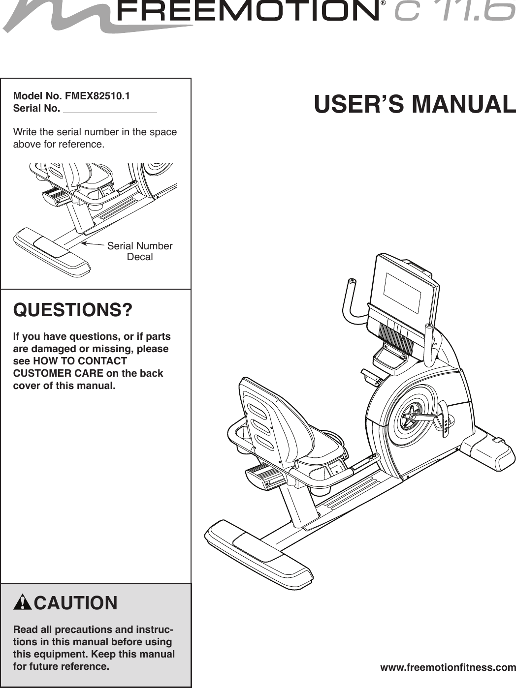 Freemotion Fmex82510 Int2 Owners Manual