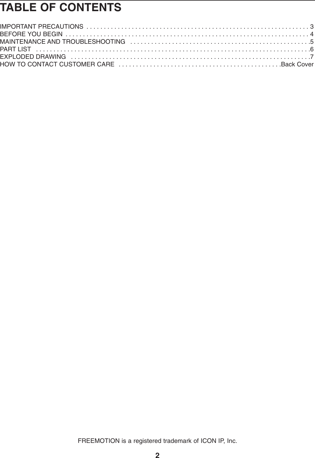 Page 2 of 8 - Freemotion Freemotion-Gzfw20713-Owners-Manual