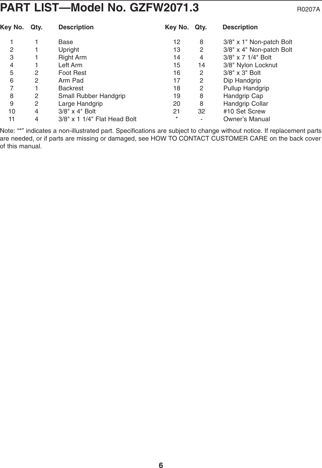 Page 6 of 8 - Freemotion Freemotion-Gzfw20713-Owners-Manual
