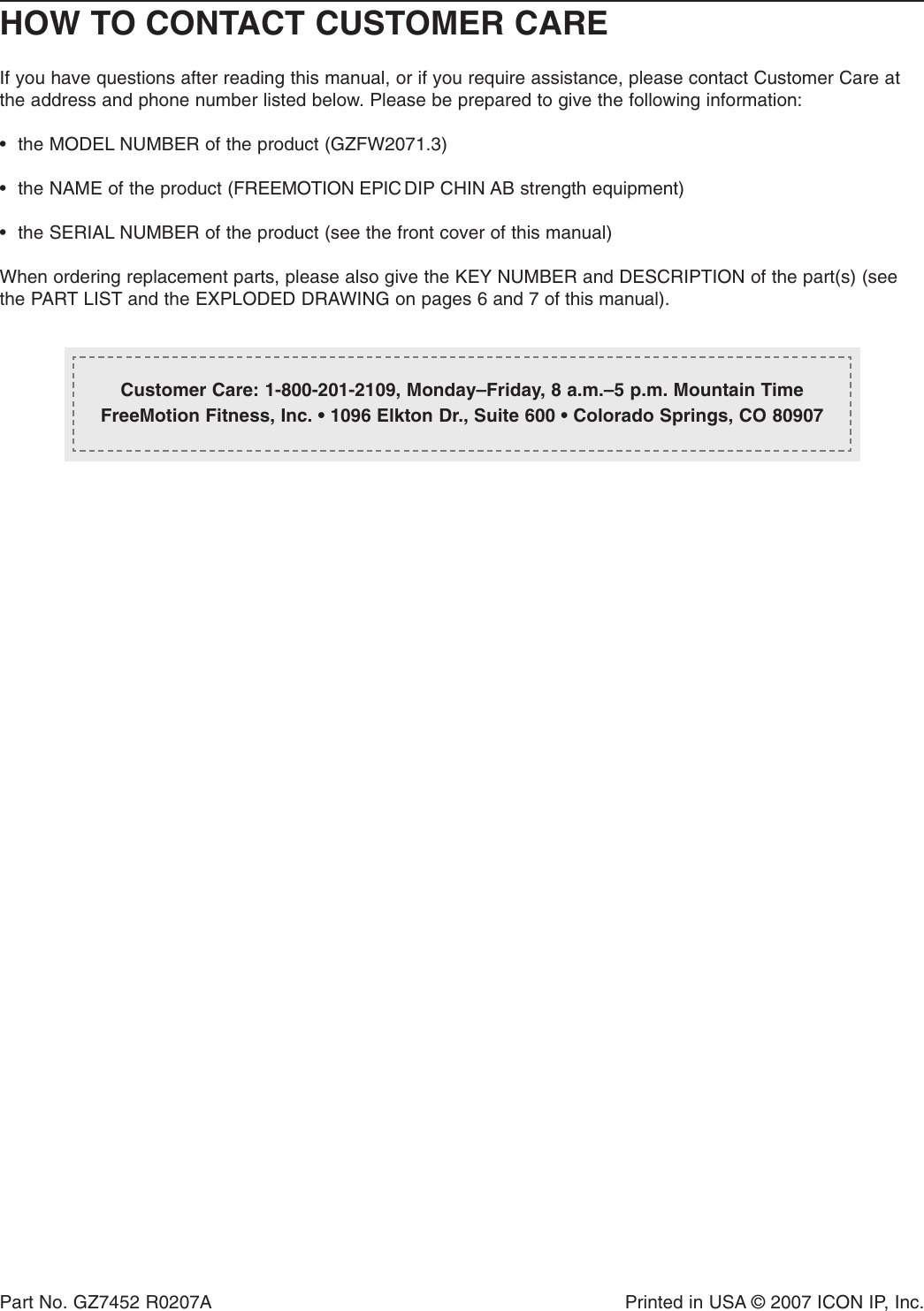 Page 8 of 8 - Freemotion Freemotion-Gzfw20713-Owners-Manual